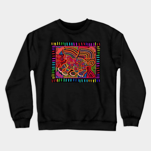 Kuna Indian Friendly Dragon Mola Crewneck Sweatshirt by Esprit-Mystique